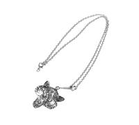 MOLUCKFU Collier Pendentif Loup en Alliage Argenté Vintage Réglable | Chaîne Longue pour Col Roulé et Pull, Bijou Unisexe, Style Street Casual