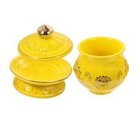 MOLUCKFU Coupe Sacrée Porcelaine Lotus Bol Eau Bénite Bouddhiste avec Motifs Sculptés Décor Rituel Élégant pour Temple et Maison
