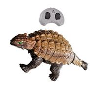 MOLUCKFU Dinosaure Télécommandé Ankylosaure Électrique Simulé Marron, Modèle Réaliste pour Garçon et Filles, Éducatif Interactif Sons et Mouvements, Présent Garçon Fille, Solide et