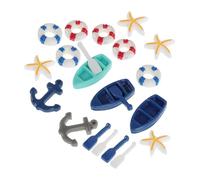MOLUCKFU Ensemble 21 Pièces Décorations de Fête Thème Plage Mini Maison Ornement en Résine Mini Kit de Plage d'Été et Décor de Micro-Paysage Accessoires pour Maison de Poupée