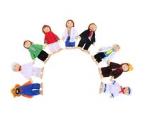 MOLUCKFU Ensemble de 9 Poupées en Bois Articulées pour Maison de Poupée, Figurines Professionnelles en Tissu Coloré, Jouets Éducatifs pour Tout-Petits et Jeux D’Imitation Créatifs