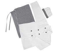 MOLUCKFU Ensemble De Déguisement Chef Garçon Et Filles Manches Longues 120 Cm Vêtements De Jeu D'imitation Tablier à Carreaux Pour Atelier La Cuisine Déguisement Garçon Fille