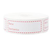 MOLUCKFU Étiquettes Autocollantes Alimentaires Rouges Rouleau de 500 Pièces Papier Cristal Imperméable Résistant au Froid pour Réfrigérateur et Congélateur Marqueurs de Date et Contenu