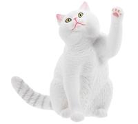MOLUCKFU Figurine Chat British Shorthair Blanche Réaliste, Modèle Animal de Simulation, Ornement Décoratif pour Bureau et Maison, Accessoire Photo pour Chats, Animalier Unique, 1 Pièce