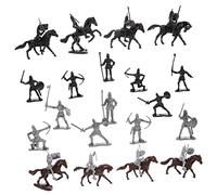 MOLUCKFU Figurines Soldats Miniatures pour Garçon Et Filles, Modèle Cheval Médieval 28 Pièces en Plastique, Décor Micro-aménagement Paysager, Jeu Éducatif Historique Et Collection