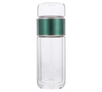 MOLUCKFU Gobelet en Verre Isolant 280ml en Verre, Silicone et PP | Infusion de Thé, Protège les Mains Chaleur, pour Bureau et Activités Extérieures, Boissons Froides