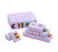 MOLUCKFU Jeu de Mahjong Mini 64 Tuiles 24Mm à Motifs de Drapeaux Nationaux en Portable et Compact pour Deux Joueurs Jeu de Société Éducatif et Ludique Voyage et Famille