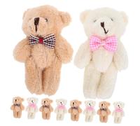 MOLUCKFU Jouets en Peluche Mini Ours 9Cm Chapeau et Collier Lot de 10 Poupées Suspendues Pendentifs pour Paquet Porte-Clés Doux Décoration de Chambre Collection Garçon et Filles