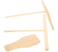 MOLUCKFU Kit Professionnel pour Crêpière 3 Pièces en Bois Naturel avec Spatule Ronde et Étaleur, Ustensiles Cuisine pour Crêpes et Pancakes, Adapté pour Usage Domestique et Restauration