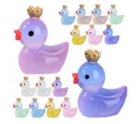 MOLUCKFU Lot de 16 Mini Canards Phosphorescents en Résine Figurines Décoratives pour Micro-Paysage Jardin et Maison de Poupée Petites Statues Lumineuses Multicolores Décoration