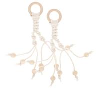 MOLUCKFU Lot de 2 Crochets Banane en Corde de Coton Tissée Main à Suspendre Murale pour Rangement la Cuisine Hamac Suspendu Fruits Décoratif Couleur Beige Crème Accessoire Pratique