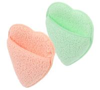 MOLUCKFU Lot De 2 Éponges Exfoliantes Visage En, Forme Cœur, Couleurs Orange Et Vert, Réutilisables, Démaquillage, Nettoyage Doux Des Pores, Soin Quotidien Peau Sensible Et Nettoyage En Profondeur