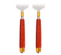 MOLUCKFU Lot de 2 Gratte-dos en Acier Inoxydable Manche en Bois Extensible 5 Sections, Griffe Flexible et Bille Rotative pour Massage Corporel, Outil Portable pour Soulager Fatigue