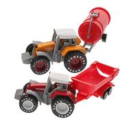 MOLUCKFU Lot De 2 Jouets Tracteur Agricole Plastique Garçon Et Filles, Modèle Tracteur Inertiel Glissant, Couleurs Orange Et Rouge, Jouet Cognitif pour Tout-Petits, Jeu Éducatif Ferme Et Outdoor