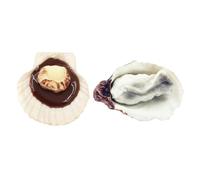 MOLUCKFU Lot de 2 Modèles Réalistes D'huîtres Fraîches Coquilles Saint en PVC, Décorations Alimentaires Factices aux Couleurs Vives, Accessoires Photo pour Jeux D'imitation et Décoration