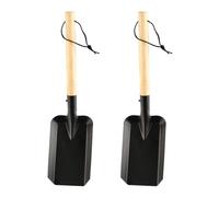 MOLUCKFU Lot de 2 Pelles à Planter d'Extérieur Légères en Bois Manche en Chêne Noir, Outil de Jardinage Compact pour Plantes et Sable, Pelle Ménagère Polyvalente pour Plantation et Travaux