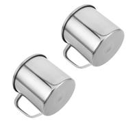 MOLUCKFU Lot de 2 Ramequins de Cuisson en Acier Inoxydable avec Anse et Couvercle Diamètre 9 CM Tasses Incassables pour Cuisson de Poires Desserts et Camping en Plein Air