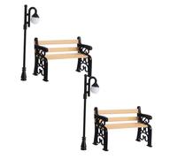 MOLUCKFU Lot de 2 Set de Ensembles Jouets pour Garçon et Filles Comprenant 4 Mini Lampadaires Noirs et 4 Mini Chaises de Parc en Plastique Écologique, Accessoires Décoratifs Miniatures