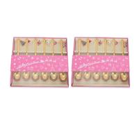 MOLUCKFU Lot de 2 Sets de 6 Cuillères à Café de Noël en Acier Inoxydable Doré, Cuillères à Dessert Mélanger Pendentif, Coffret Présent Festif pour Café, Thé et Cocktails