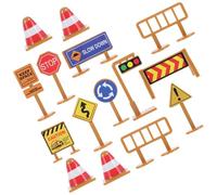 MOLUCKFU Lot de 2 Sets de Sets de Panneaux de Signalisation Routière pour Garçon et Filles, 15 Pièces en Plastique Solide, Éducatif Miniature pour Apprentissage Sécurité Routière et Jeu