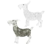 MOLUCKFU Lot de 2 Statuettes de Chèvres Puzzle 3D en Plastique Transparent et Gris Décoration Artistique pour Maison et Bureau Ornement Animalier Original et Miniature Puzzle Décoratif