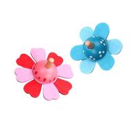 MOLUCKFU Lot de 2 Toupies en Bois Colorées pour Garçon et Filles, Jouets Gyroscopiques Éducatifs en Bois Naturel, Mini Toupies Rotatives Traditionnelles Rose et Bleu, de Bureau