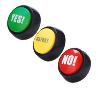 MOLUCKFU Lot de 3 Boutons Sonores Yes No Maybe en Plastique, à Bouton Vocal sans Pile, Accessoire de Jeu de Société pour Fêtes, Bureau et Rassemblements Amusants