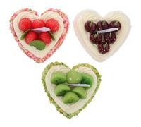 MOLUCKFU Lot de 3 Modèles de Gâteaux Décoratifs de Cœur Simulation Réaliste de Gâteau aux Fruits Accessoires Décoratifs pour Photographie et Présentation Couleurs Variées