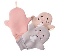 MOLUCKFU Lot de 3 Moufles de Bain Exfoliants Unisexes en Fibre de Viscose et Éponge Composite, Doux Gommage Corporel et Fatigue Pendant le Bain Couleur Aléatoire