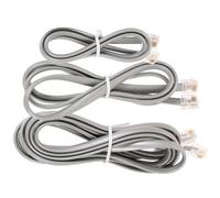 MOLUCKFU Lot de 3 Rallonges Téléphoniques Rj12 6P6C 6 Fils Cordons pour Lignes Fixes Câbles Plats Argenté Gris Résistants à la Traction et à la Corrosion Usage Maison et Bureau