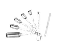 MOLUCKFU Lot de 7 Cuillères de Mesure en Acier Inoxydable Argenté, Multifonctions Grattoir, Gain de Place et Contrôle Précis des Ingrédients Cuisine et Pâtisserie