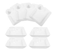 MOLUCKFU Lot de 8 Assiettes de Service Carrées Blanches avec Porte-sauce Intégré, en Polypropylène Réutilisable, pour Apéritifs, Snacks et Plats Divisés, pour Soirées et Réceptions