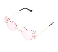 MOLUCKFU Lunettes de Soleil Structure Robuste en Métal et PC sans Monture de Cœur Verres à Flamme pour Fête Accessoires pour Soirées et Événements Estivaux