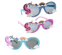 MOLUCKFU Lunettes Licorne Multicolores en Plastique 3pcs pour Fêtes d'anniversaire Garçon et Filles Accessoire de Costume Amusant et Décoration Party Couleur Aléatoire