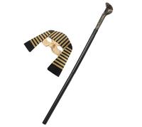 MOLUCKFU Masque et Bâton Égyptiens pour Garçon et Filles Ensemble 2 Pièces Costume de Pharaon Accessoires Cosplay Légers et Réutilisables pour Halloween Mardi Gras Fêtes Scolaires et