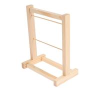 MOLUCKFU Mini Portant à Vêtements pour Poupée en Bois Naturel, Double Couche, Mini Étagère de Rangement, Penderie pour Poupées, Accessoire de Garde-Robe pour Chambre de Jeu D’garçon