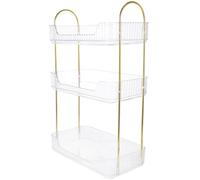MOLUCKFU Organisateur de Salle de Bain à Trois Niveaux en Acier Inoxydable | Transparent Pet, Usage Comptoir ou Lavabo, Grosse Capacité, Style Simple et Luxueux