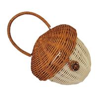 MOLUCKFU Panier en Rotin Tressé pour Garçon et Filles Poignées, Petit Panier Portable de Rangement Rustique pour Pique-niques ou Décoration le Salon