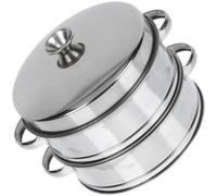 MOLUCKFU Panier Vapeur en Acier Inoxydable 20 Cm Double Couche avec Couvercle, Cuiseur Vapeur Domestique pour Petits Pains, Dim Sum et Légumes, Adapté la Cuisine Maison et Restauration