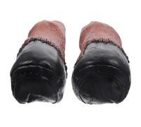 MOLUCKFU Paquet de 1 Paire de Moufles à Sabot en Latex Marron, Accessoires de Costume à Sabots pour Mains, Cosplay de Cheval pour Halloween et Fêtes Équestres, Moufles Extensibles