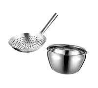 MOLUCKFU Passoire Cuisine Acier Inoxydable Bol Huile Multifonction Réutilisable avec Crépine Fine et Tamis pour Récupération Huile de Friture et Filtration Alimentaire Ustensile Pratique