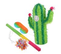 MOLUCKFU Piñata Cactus Créative pour Fête d'Anniversaire Décoration Originale Réutilisable Remplie de Bonbons Assortis Set Complet Bâton de Frappe pour Animation Couleur Aléatoire