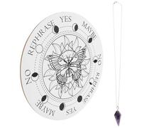 MOLUCKFU Planche de Radiesthésie en Bois Sculpté 2 Pièces Pendentif Blanc et Rose, Accessoires de Divination pour Autel, Outils de Contemplation Ésotérique et Planche de Divination