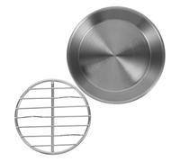 MOLUCKFU Plaque de cuisson avec grille en acier inoxydable 304, grille de cuisson ronde, séparateur d'huile et d'eau, pour en-cas, barbecue et gâteaux, 1 set