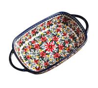 MOLUCKFU Plat à Four Céramique Rectangulaire avec Poignées Moule Cuisson Ménager Décoratif pour Gratins Légumes et Desserts Grand Plat de Service Polyvalent pour Maison Restaurant Hôtel