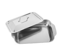 MOLUCKFU Plat de Cuisson Rectangulaire Inox Profond avec Couvercle Plateau de Rôtissage Multifonction pour Poisson et Viande Bac de Cuisson Grand Format pour Four