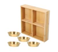 MOLUCKFU Plateau de Service Compartimenté en Bois Sections avec INOX Doré Organisateur pour Apéritifs Barbecue et Hot Pot Plateau Snack pour Cuisine et Fêtes