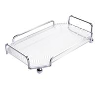 MOLUCKFU Plateau de Service en Acrylique et Métal Poignées Doubles, Résistant à L'usure, Facile à Transporter, pour Desserts et Tasses de Thé Lors de Fêtes en Famille