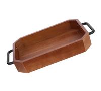 MOLUCKFU Plateau de Service Rectangulaire en Bois Poignée, Petit Format 28,3 X 20,1 X 5 Cm, Plateau Ménager Multifonction pour Thé, Présentation de Fruits et Service en Restauration,