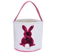 MOLUCKFU Pochette de Rangement de Pâques en Coton Léger Lapin Rose, Panier Présent Portable 1 Pièce, Décoration Festive pour Fête de Pâques et Rangement de Bonbons